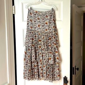 VERONICA BEARD SHAILENE MAXI SKIRT IN BONE MULTI SIZE 4